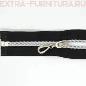 Молния спираль декор Т5 60см цв.черный/серебро (капля)