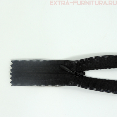 Молния потайная  № 3, 40 см, цв. 322 черный п/э пл.9,3 гр/м
