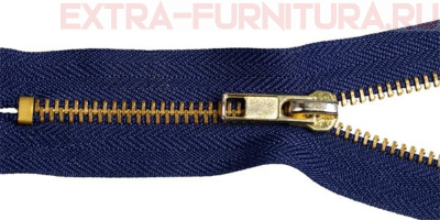 Молния джинсовая № 4, 18 см, латунь, цв.330 темно-синий