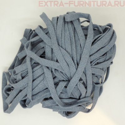 Шнур плоский х/б 12мм, цв.серо-синий 113, уп.50м, пл. 9,88 гр/м