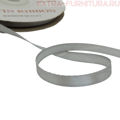Лента атласная  6 мм  цв.179 серый рул. 27,42м