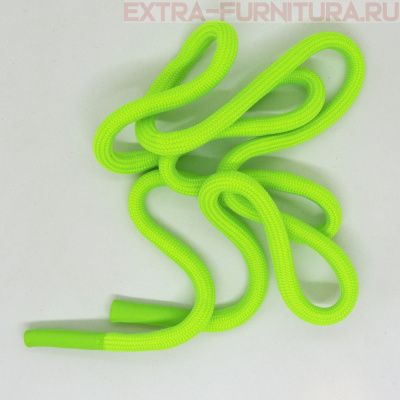 Шнурки круглые 130 см, прорезин.наконечник, цв.салатовый неон