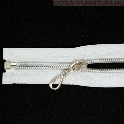 Молния спираль декор Т5 45см цв.белый/серебро MaxZipper*