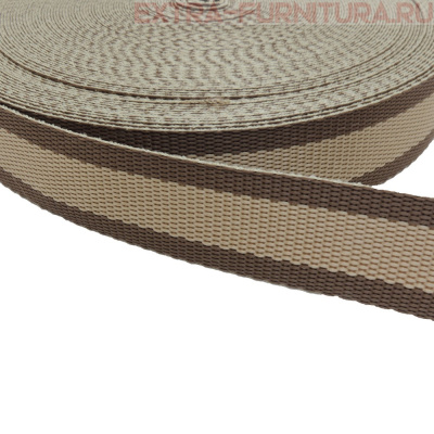 Стропа двухцветная, шир.30мм, цв. коричневый/бежевый, уп.25м, пл. 17 гр/м